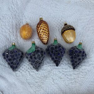 Lot of 7 Vintage Pier 1 Gold & Purple Holiday Ornament Collection ?Glass??